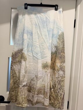 Rachel Zoe Scenic Midi Skirt in Light Blue, Green & Beige
